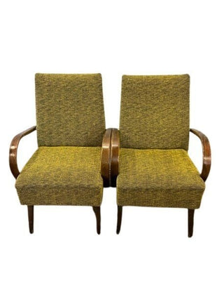 30's relax chairs by Jaroslav Smídek for Jitona, original yellow / green - Really Old Shit