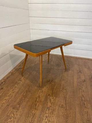 Original 60's coffee table by Jiri Jiroutek with black glass plate - Really Old Shit