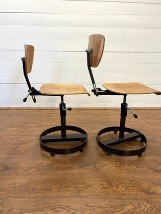 Pair of vintage Industrial swivel metal chairs - Really Old Shit