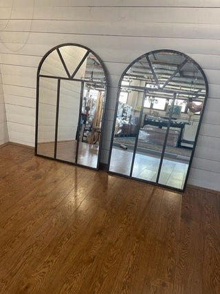 Set of 2 upcycled Industrial Cast Iron Window with Mirror - Really Old Shit