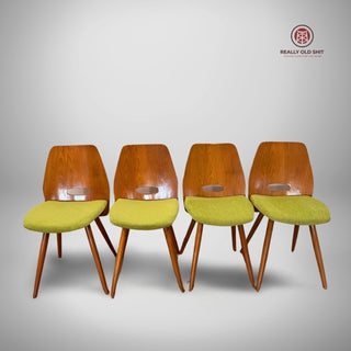 Set of 4 original Lollipop chairs by Antonin Suman - green - Really Old Shit