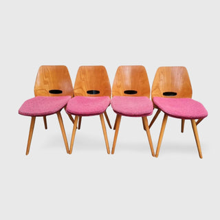 Set of 4 vintage Lollipop chairs by Tatra Nabytok - Red - Really Old Shit