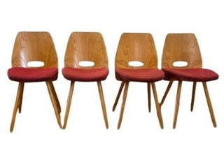 Set of 4 vintage Lollipop chairs by Tatra Nabytok - Red - Really Old Shit
