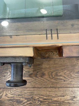 Unique industrial table made of wood negative mold from locomotive engine - Really Old Shit