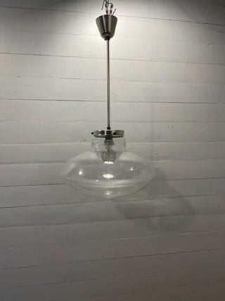 Vintage pendant lamp UFO by Kamenicky Senov for EFC glass / chrome - Really Old Shit