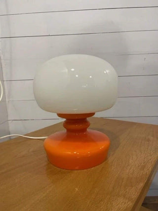 Vintage table lamp made of white and orange glass 1960 - Really Old Shit