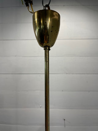 Vintage Sputnik lamp 4 brass arms and milk glass shades