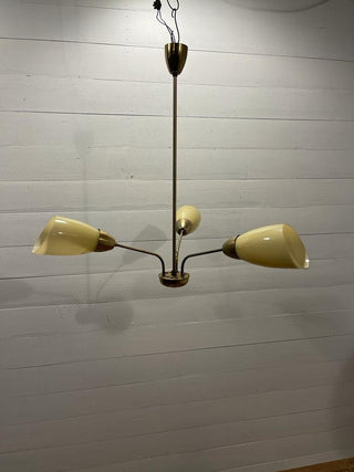 Beautiful Sputnik chandelier - brass / milk glass - Really Old Shit