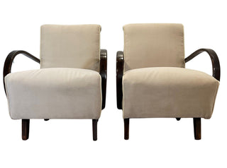 Set of 2 fully restored armchairs model H-237 designed by Jindrich Halabala in the 1930s - Really Old Shit