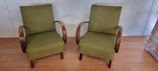 set of 2 green lounge chairs by Jindrich Halabala, model H-237 - Really Old Shit