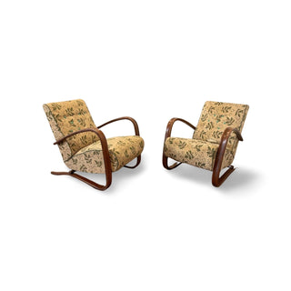 Set of 2 green relax chairs by J. Halabala for Thonet with original upholstery - Really Old Shit