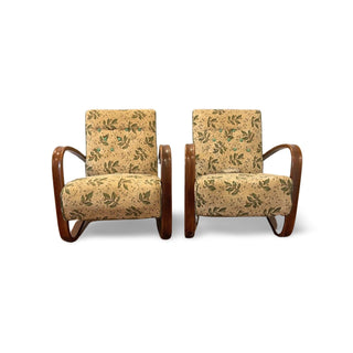 Set of 2 green relax chairs by J. Halabala for Thonet with original upholstery - Really Old Shit