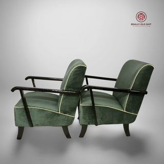 Set of 2 Halabala H-286 upholstered Green - Really Old Shit