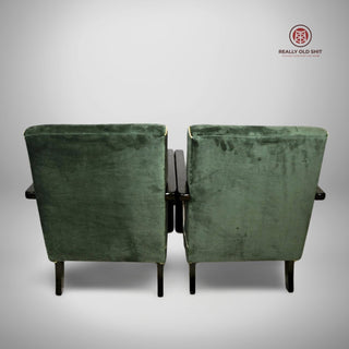 Set of 2 Halabala H-286 upholstered Green - Really Old Shit