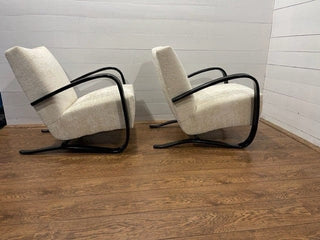 Set of 2 Jindrich halabala H269 Lounge chairs white boucle - Really Old Shit