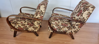 set of 2 lounge chairs by Jindrich Halabala H-237 white / brown - Really Old Shit