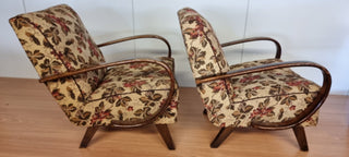 set of 2 lounge chairs by Jindrich Halabala H-237 white / brown - Really Old Shit