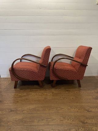 Set of 2 red relax chairs by J. Halabala for Thonet with original upholstery - Really Old Shit