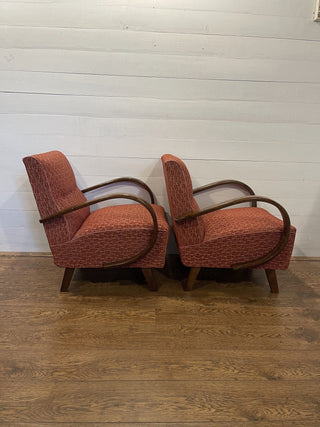 Set of 2 red relax chairs by J. Halabala for Thonet with original upholstery - Really Old Shit