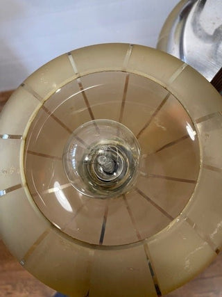 Unique vintage chandelier with 4 spheres and a square glass plate - Really Old Shit