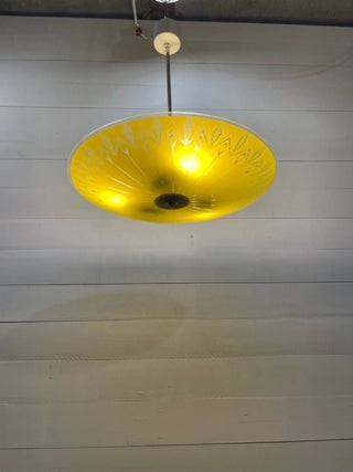 Vintage glass hanging lamp yellow Czech 1960 by Napako - Really Old Shit