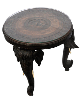 Elegant Antique Anglo-Indian Carved Hardwood Elephant Table - Really Old Shit